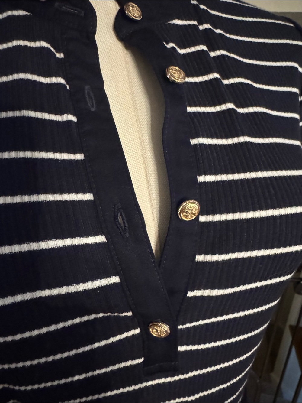 Free Assembly Navy Striped Polo Mixed Midi Dress- M, NWT - Picture 5 of 7